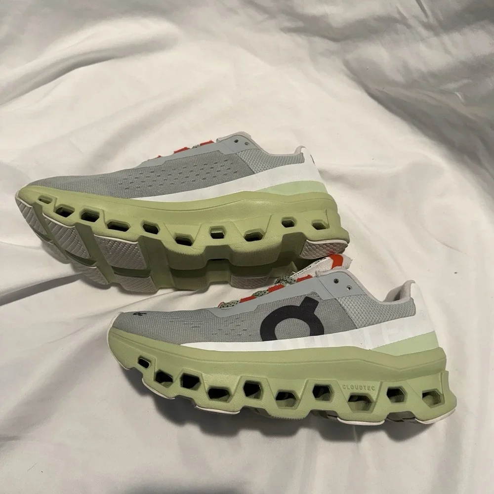 On‎ Cloudmonster Women's Lightweight Running Shoes Gray Green